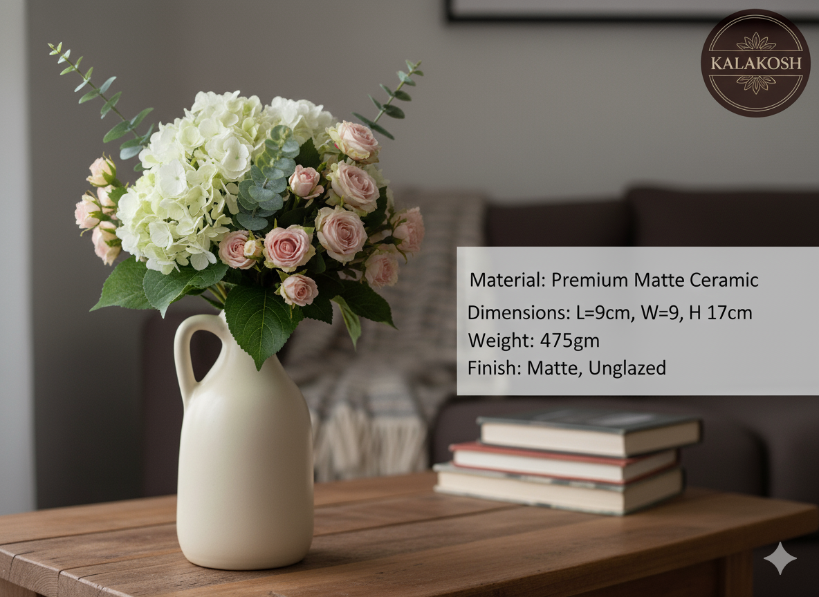 Premium Ceramic One Handle Bottle Planter | Home Décor Vase for Plants & Flowers | Stylish Home Office Use Pottery Jug