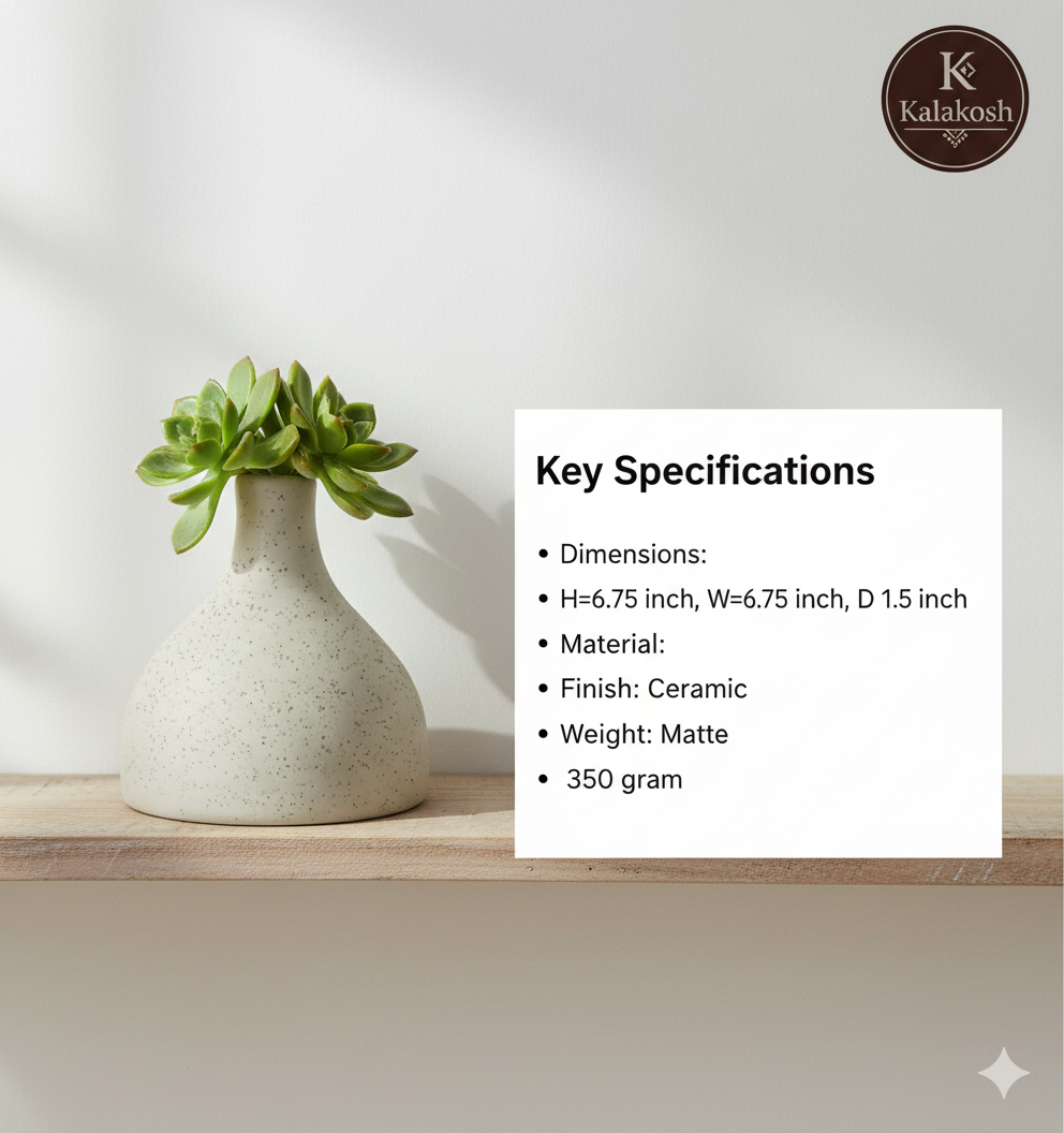 Handcrafted Speckled Ceramic Planter | Eco-Friendly Clay Pot for Home Office Decor | Rustic Indoor Flower Vase & Tabletop Gift