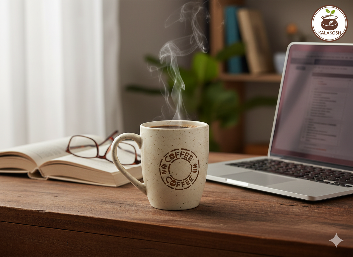 Handcrafted Rustic Ceramic Clay Coffee Mugs | Premium Stoneware for Home & Office Use | Eco-Friendly Artisan Tea Cup | Speckled Finish | Ideal Gift