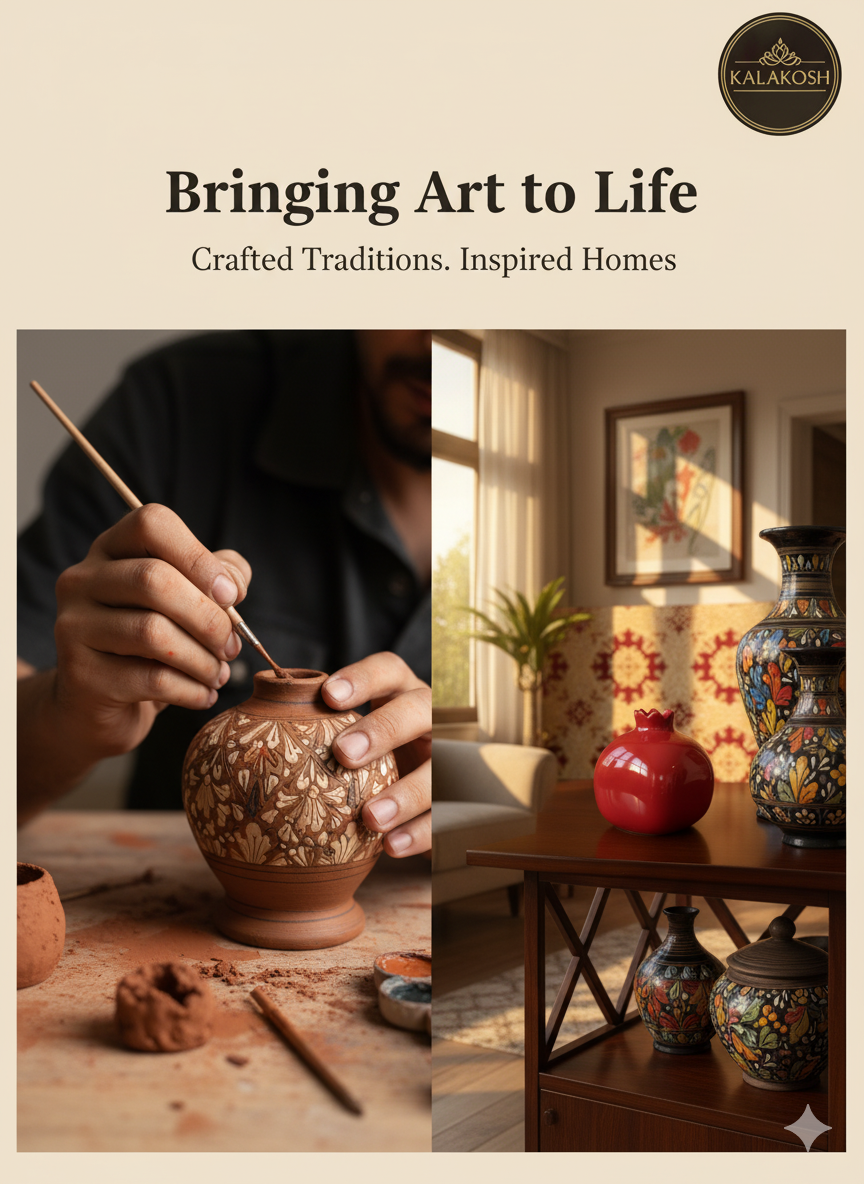 Premium Red Pomegranate Home Decor Vase | Glossy Ceramic Decorative Showpiece for Home Use, Office, Living Room Tabletop | Unique Gifting