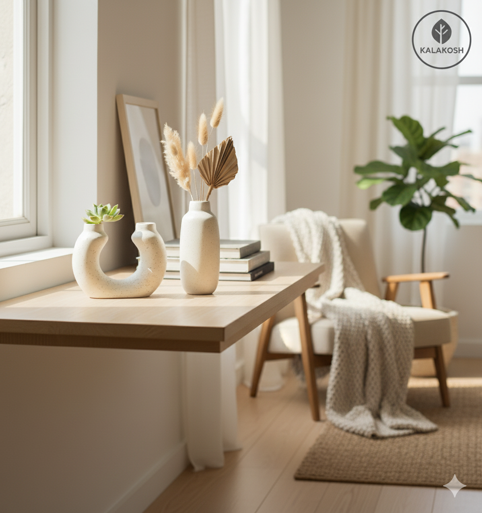 Handcrafted Rustic Ceramic Clay Planters for Home Decor & Office Decor | Eco-Friendly Indoor Flower Pot & Desk Vase Gift