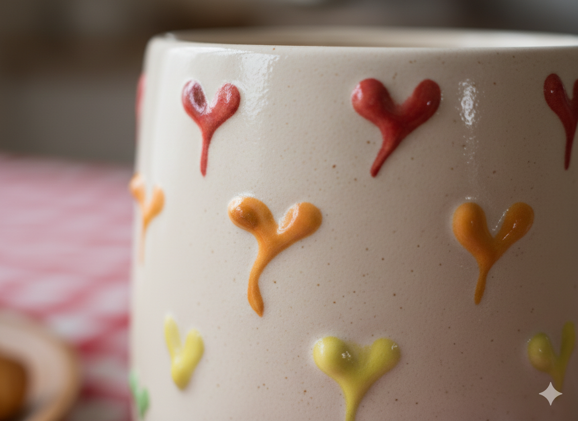 Rainbow Heart Ceramic Coffee Mug - Embossed 3D Design Tea Cup for Home Use & Office Use | Cute Kitchen Drinkware & Multipurpose Home Decor Vase | Microwave Safe Gift for Friends & Family (350ml)