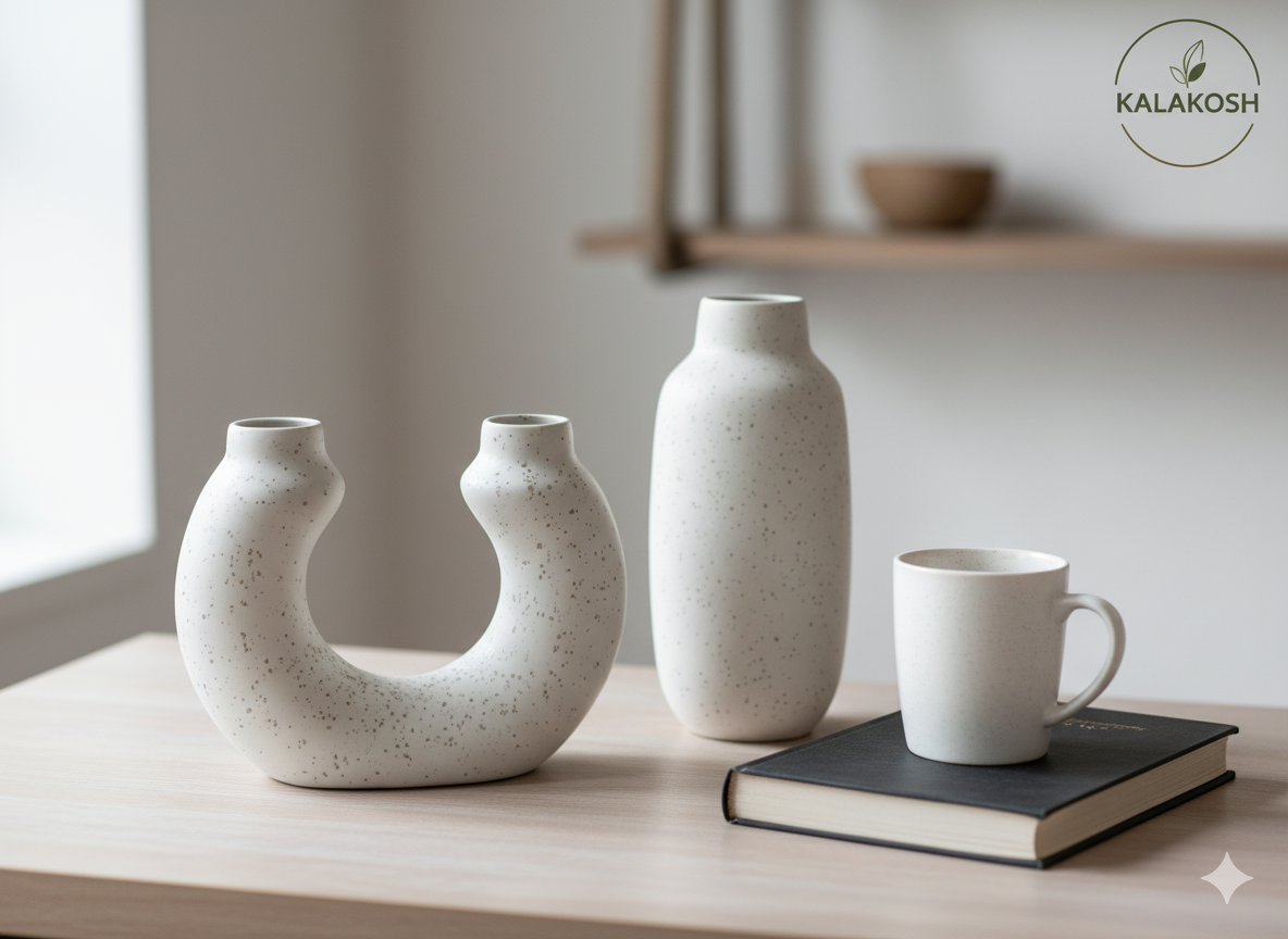 Handcrafted Rustic Ceramic Clay Planters for Home Decor & Office Decor | Eco-Friendly Indoor Flower Pot & Desk Vase Gift