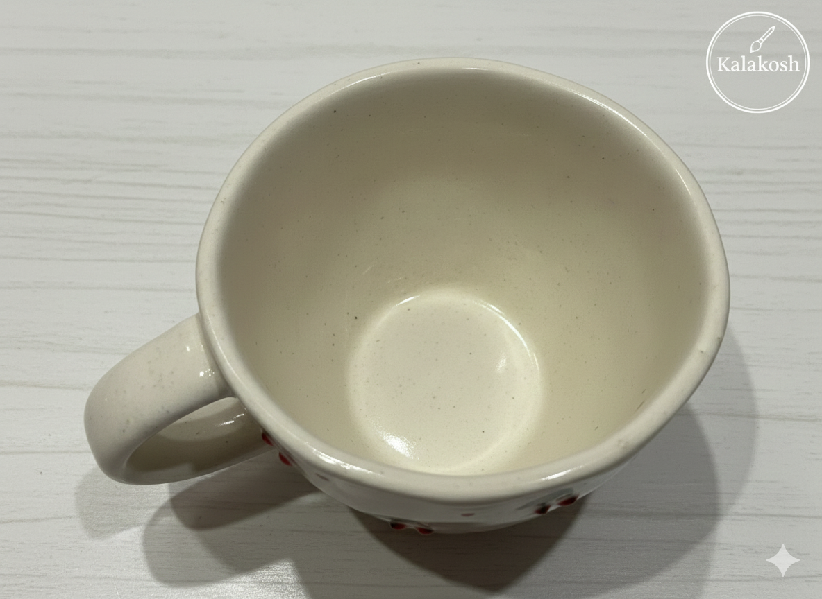 Hand-Painted Cherry Ceramic Tea Cup Mug for Home & Office Use | Premium Home Decor | Coffee Milk Hot Beverage Daily Drinkware Gift