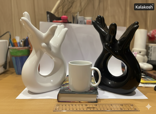 Modern Black & White Home Decor Vase Combo | Premium Ceramic Vases for Home Use, Office Decor, & Gifting