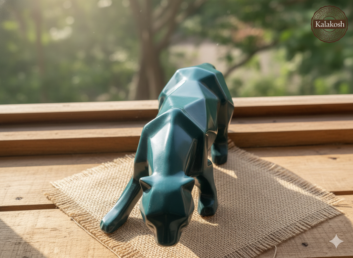Handcrafted Rustic Ceramic Show Piece | Eco-Friendly Ceramic Jaguar Show Piece for Home Décor, Office Décor