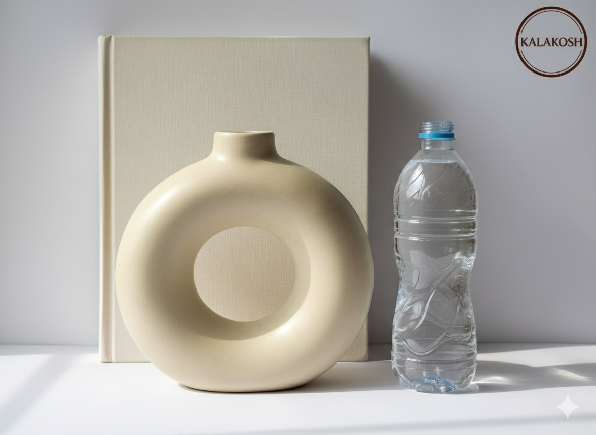 Modern Donut Ceramic Home Decor Vase | Minimalist Table Centerpiece for Home Use & Office Use | Premium Gifting & Aesthetic Showpiece