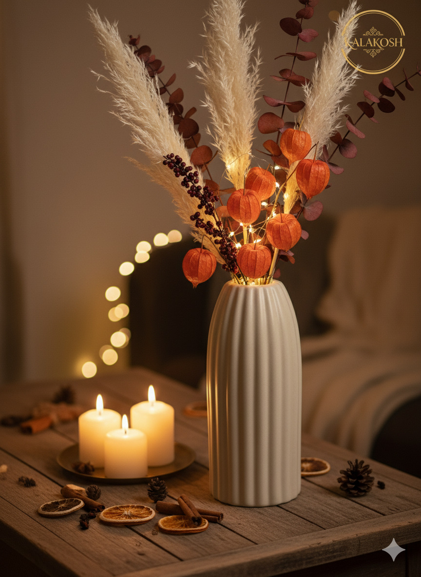 Premium Ceramic Ribbed Home Decor Vase | Modern Minimalist Design for Living Room, Office Use, and Thoughtful Gifting