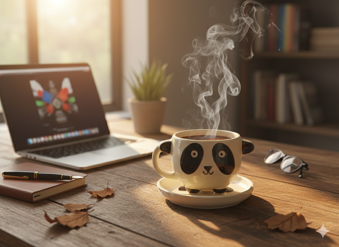 Handcrafted Panda Ceramic Coffee Tea Mug and Coaster Set | Cute Home Decor, Office Use | Unique Gifting