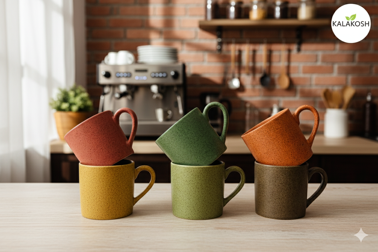 Speckled Ceramic Coffee / Tea Mugs (Set of 6 Pcs.)