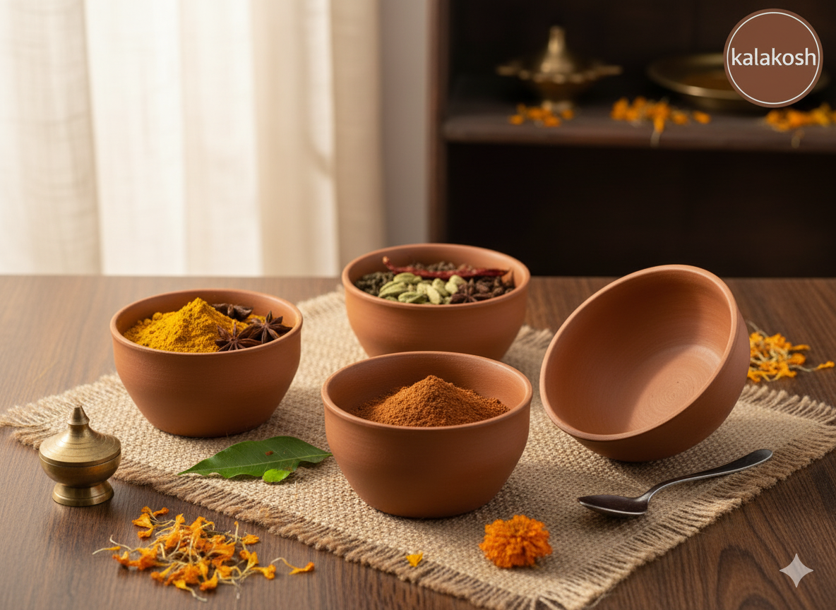 Authentic Handcrafted Terracotta Bowls (Set of 6) - Natural Earthen Clay Serve ware for Curd, Dessert, & Traditional Dining