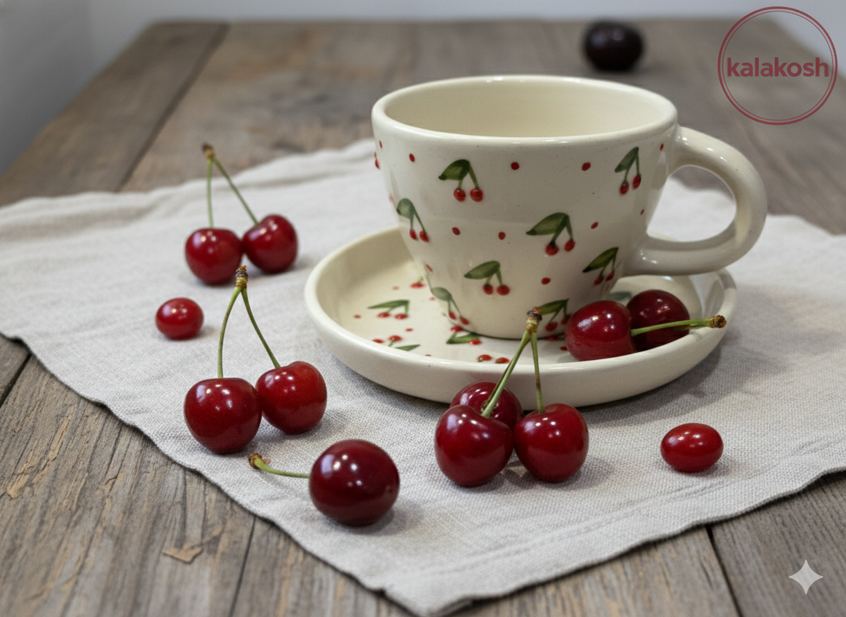 Hand-Painted Ceramic Tea Coffee Cup & Saucer Set | Home Decor | Office Use | Premium Aesthetic Gift