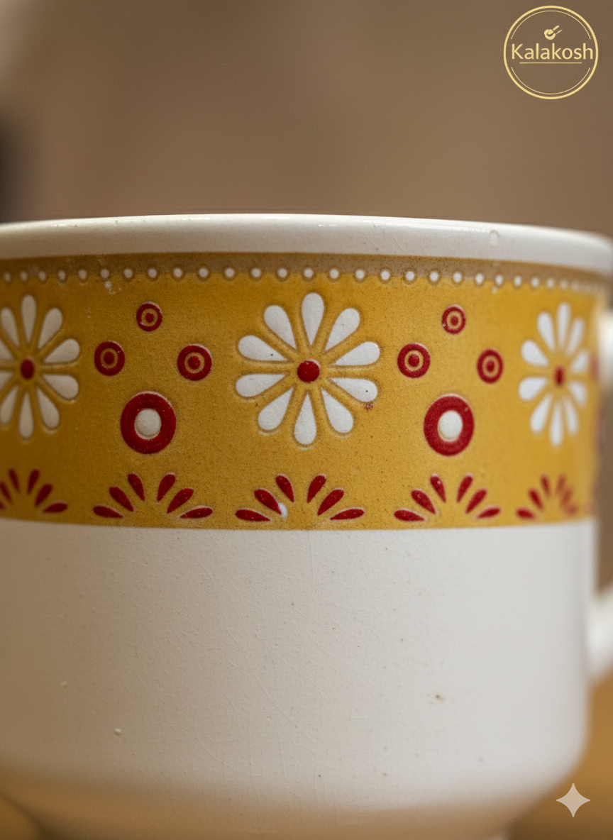 Handcrafted Rustic Ceramic Tea Cup Set of 6 | Clay Coffee Mugs for Home & Office Use | Artisanal Gifting