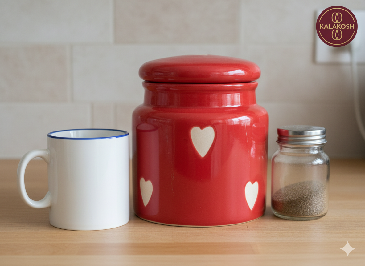 Red Ceramic Jar/Pickle Container with Heart Design | Airtight Kitchen Storage | Home Decor Vase | Office Use | Premium Gifting