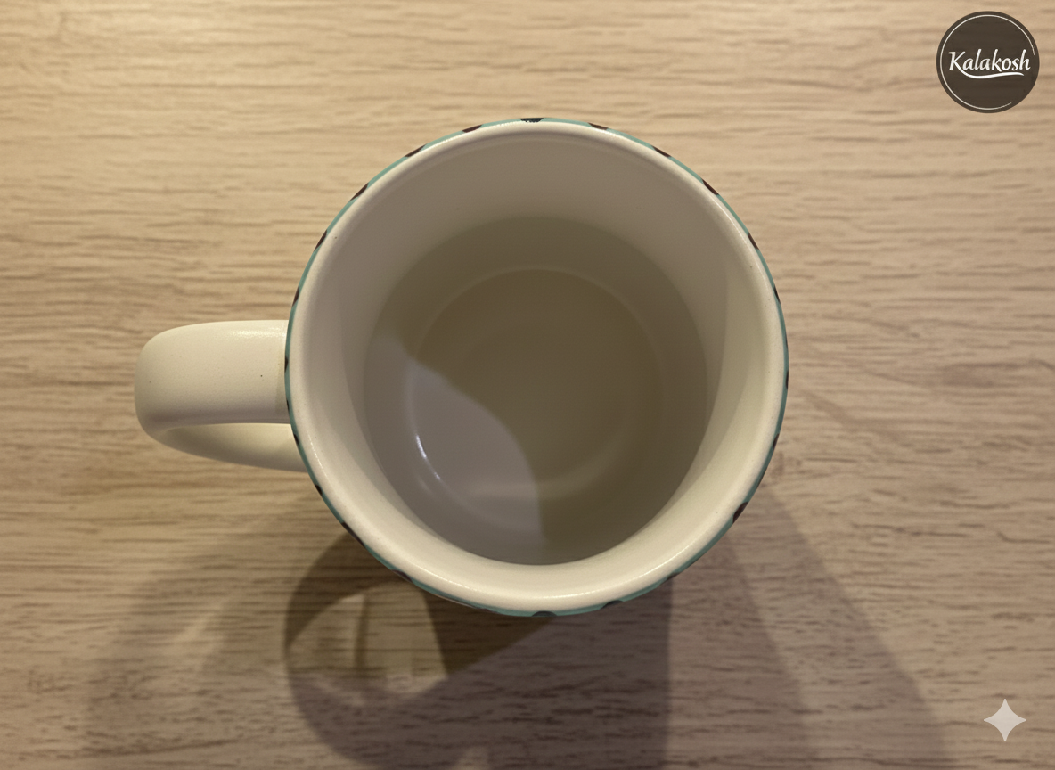 Premium Ceramic Coffee Mug with Turkish Iznik Art Design – 350ml Tea Cup for Home Decor, Office Use & Gifting – Elegant Home Decor Vase Style Drinkware for Hot/Cold Beverages (White & Turquoise)