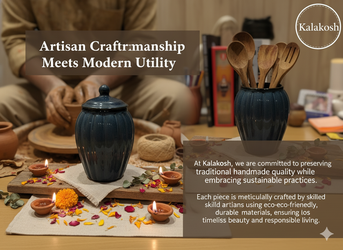 Premium Ceramic Pickle Jar Container with Lid | Home Decor Vase | Multipurpose Storage for Kitchen, Dining, Office Use & Gifting | Handcrafted Blue Glaze