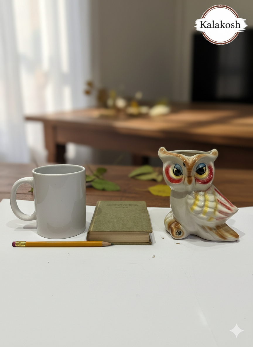 Artisanal Ceramic Owl Shape Planter  | Handcrafted Clay Home Decor Office Desk Flower Pot | Rustic Eco-Friendly Gift for Succulents & Small Plants