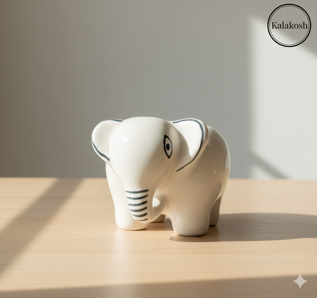 Elephant Shape Planter / Pen-Pencil Holder (White)