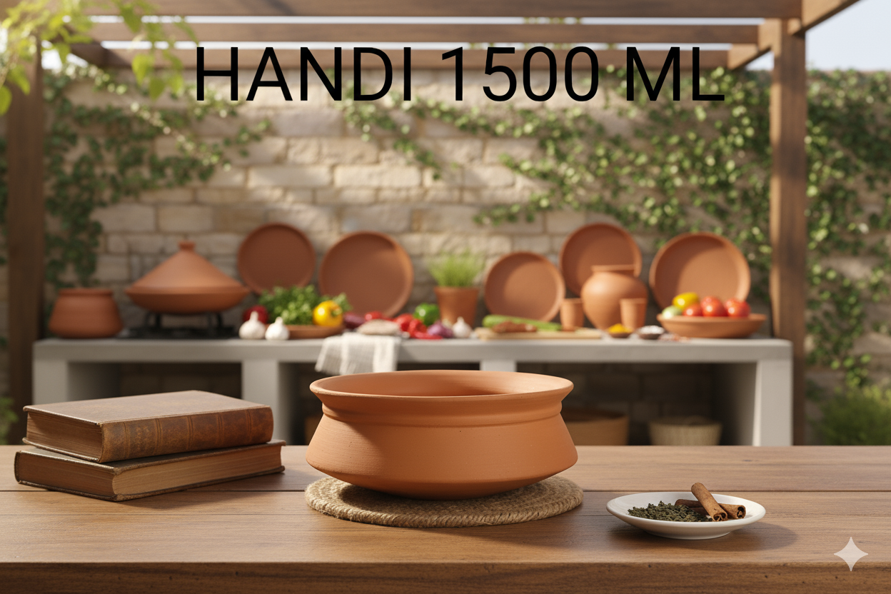 Disposable Terracotta Handi Pots (1500 ml) | Clay Serving Bowls for Biryani, Curries, Dahi, Desserts | Eco-Friendly & Biodegradable Earthenware Serving Handis
