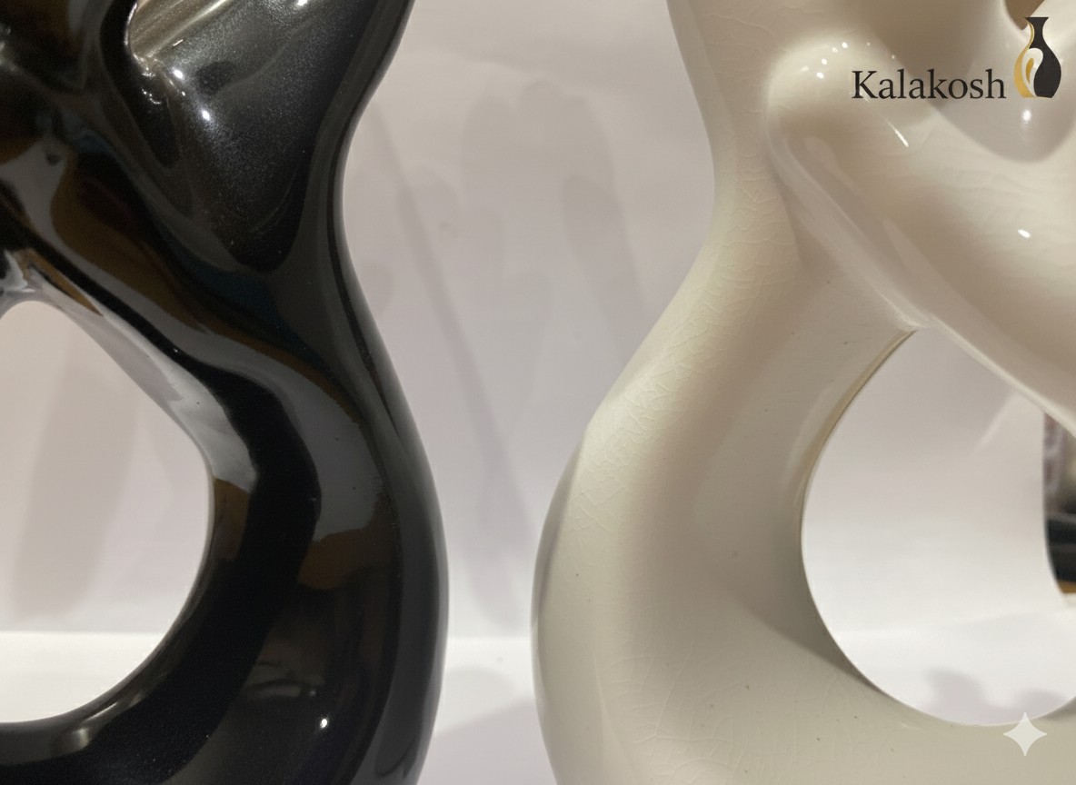 Modern Black & White Home Decor Vase Combo | Premium Ceramic Vases for Home Use, Office Decor, & Gifting