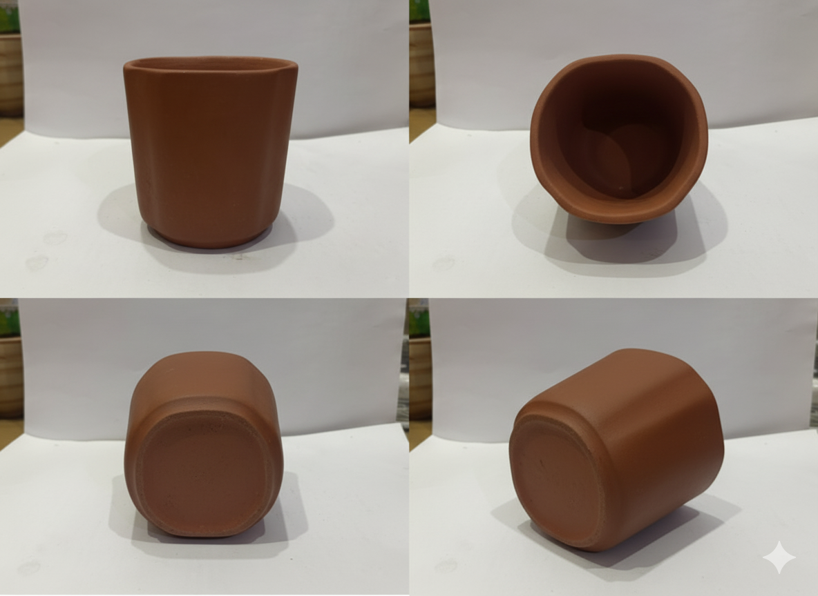 Authenticated Handcrafted Terracotta / Clay Reusable Glass / Kulhad (200 ml) - Set of 6 || Natural Earthen Clay Serve Ware for Tea / Coffee, Hot and Cold Beverages & Traditional Dining