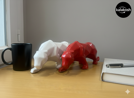 Geometric Panther Showpiece for Home Decor | Abstract Animal Sculpture Statue Figurine | Set of 2 | Modern Living Room, Office Table Accent & Art Gift