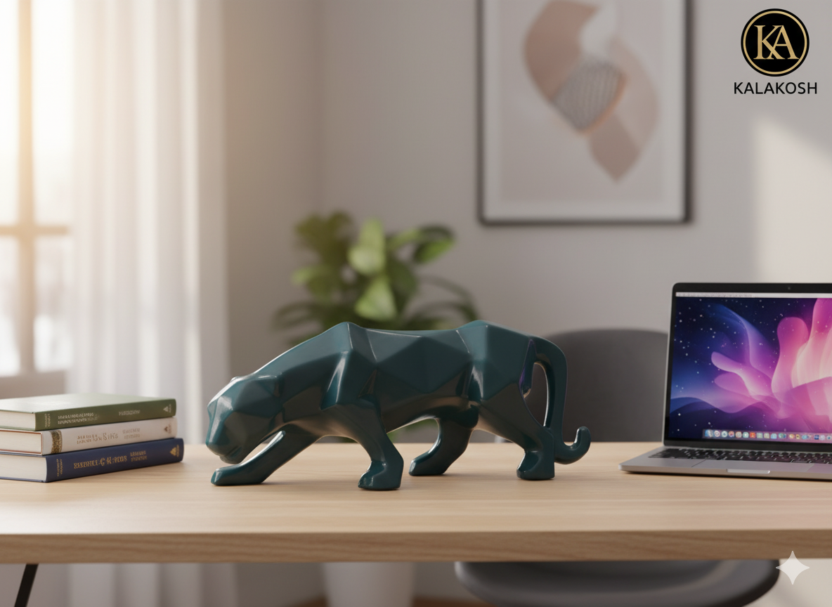 Handcrafted Rustic Ceramic Show Piece | Eco-Friendly Clay Jaguar Vase for Home Décor, Office Décor