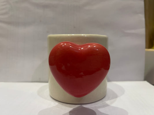 Kalakosh Premium Heart Handle Ceramic Coffee Mug (300ml) – Off-White Glossy Tea Cup for Home Decor, Office Use & Gifting – Handcrafted Artistic Milk Mug for Valentine's, Anniversary & Home Use