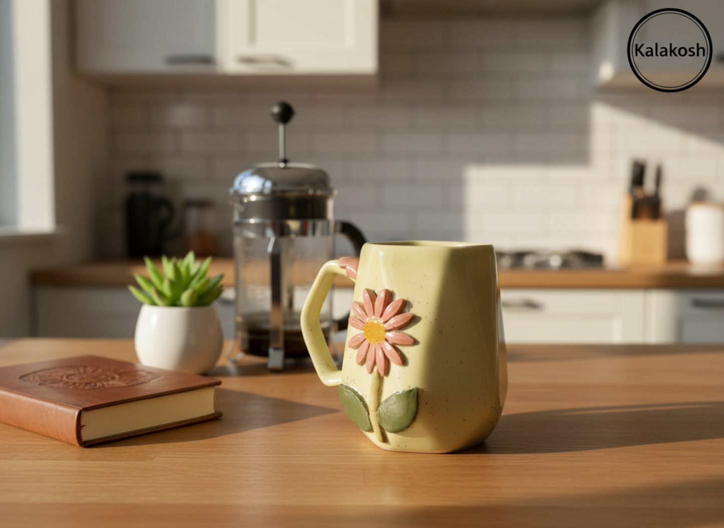 Handcrafted Floral Ceramic Coffee Mug | Home Decor Vase | Office Use Tea Cup | Premium Artisan Glaze for Home Use & Gifting