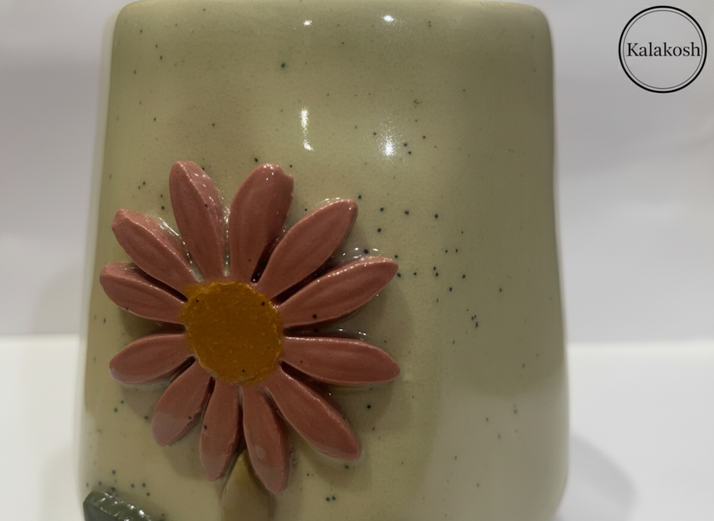 Handcrafted Floral Ceramic Coffee Mug | Home Decor Vase | Office Use Tea Cup | Premium Artisan Glaze for Home Use & Gifting