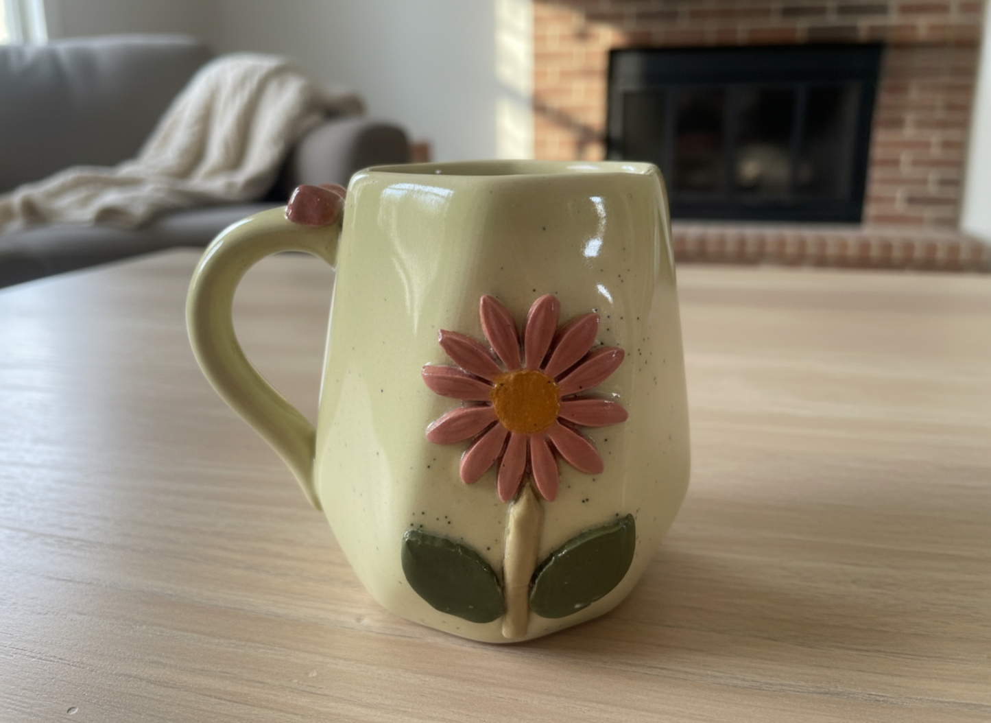 Handcrafted Floral Ceramic Coffee Mug | Home Decor Vase | Office Use Tea Cup | Premium Artisan Glaze for Home Use & Gifting